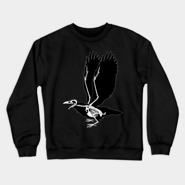 Skeleton Raven Crewneck Sweatshirt by Zefkiel